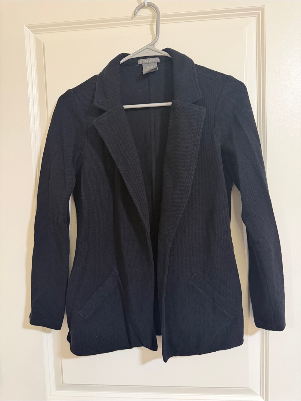 Matty M Black Open Front Tailored Blazer Jacket